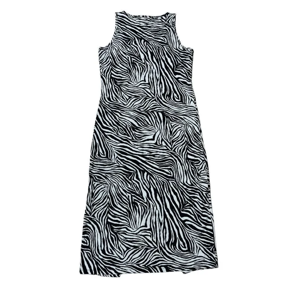 MICHAEL Michael Kors Black & White Zebra Sleeveless Jersey Dress MEDIUM - Picture 2 of 14